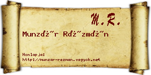 Munzár Rézmán névjegykártya